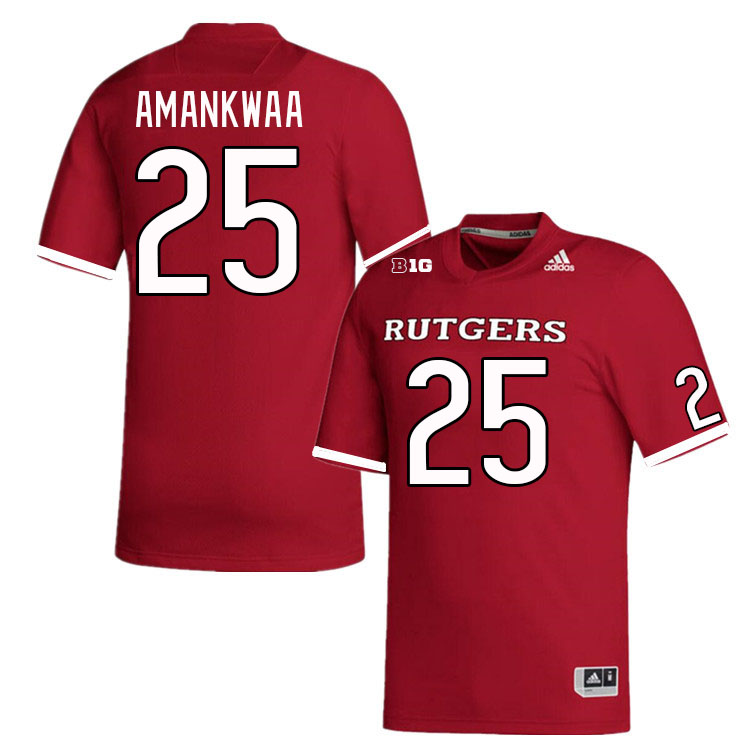 Men #25 Charles Amankwaa Rutgers Scarlet Knights College Football Jerseys Stitched Sale-Scarlet